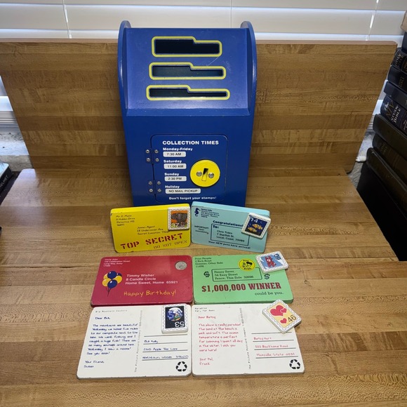 Melissa & Doug Other - Melissa & Doug My Own Mailbox Wooden Educational Toy Blue with Postcards Stamps